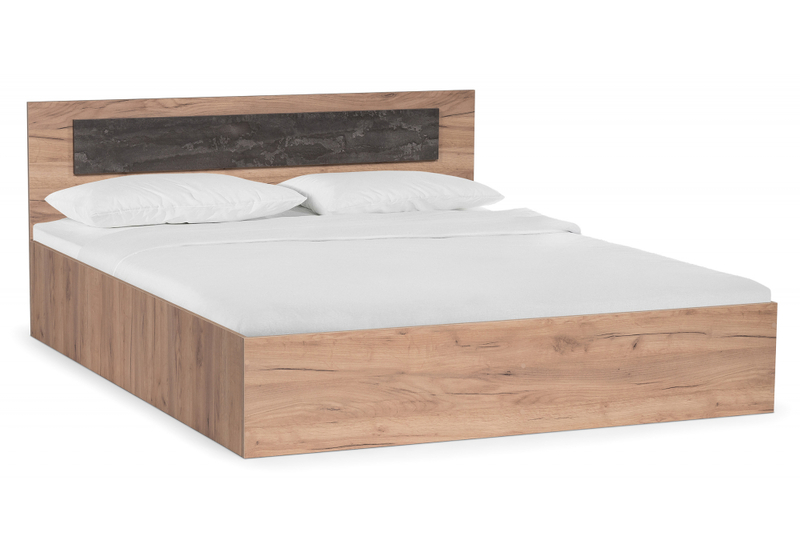 Кровать, Taika 160х200 дуб золотой / камень темный