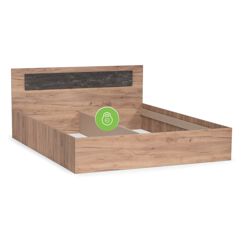 Кровать, Taika 160х200 дуб золотой / камень темный