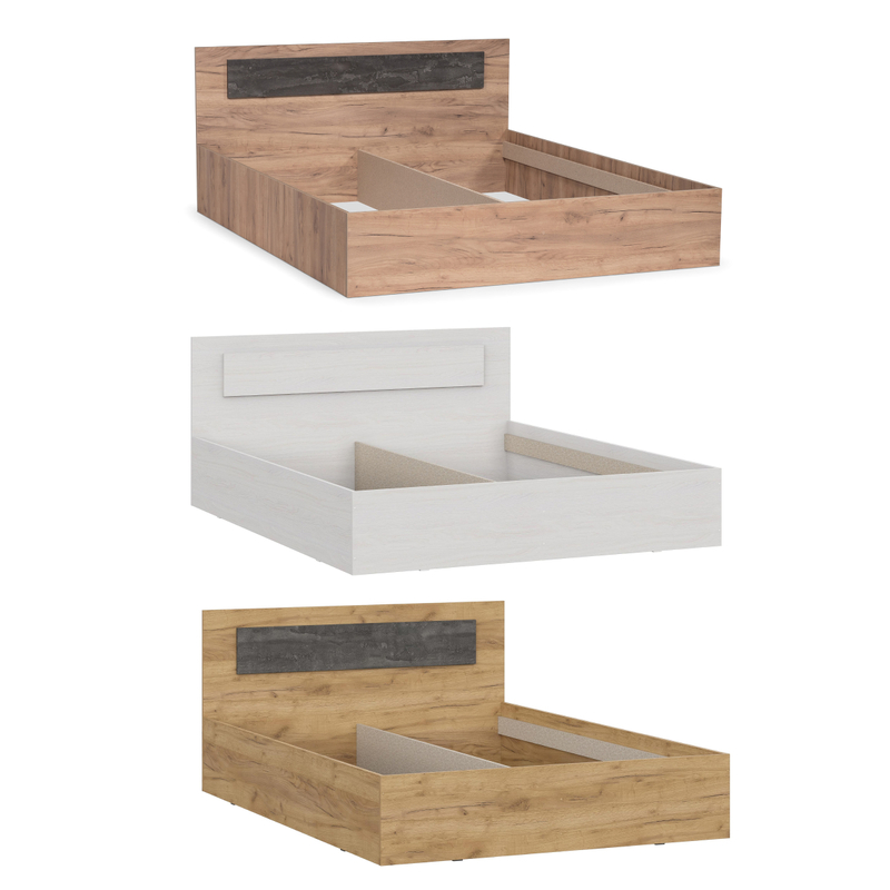 Кровать, Taika 160х200 дуб золотой / камень темный