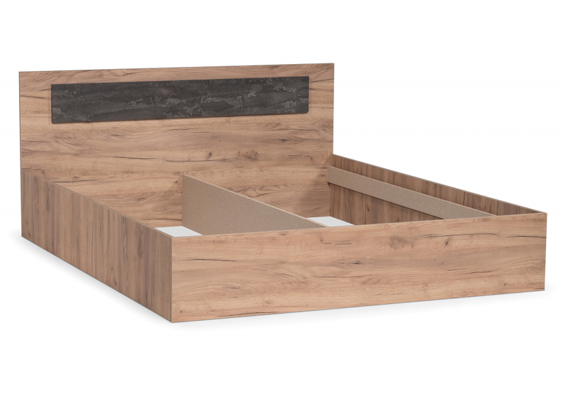 Кровать, Taika 160х200 дуб золотой / камень темный