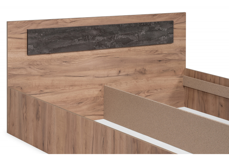 Кровать, Taika 160х200 дуб золотой / камень темный