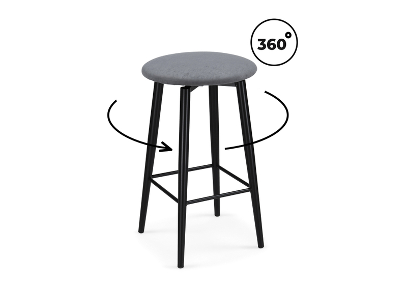 Барный стул, Гангток крутящийся сильвер / черный матовый