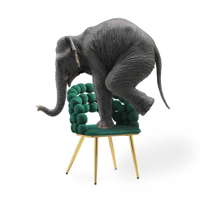 Стул на металлокаркасе, Ball green / gold