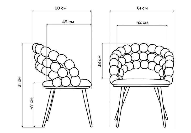 Стул на металлокаркасе, Ball green / gold