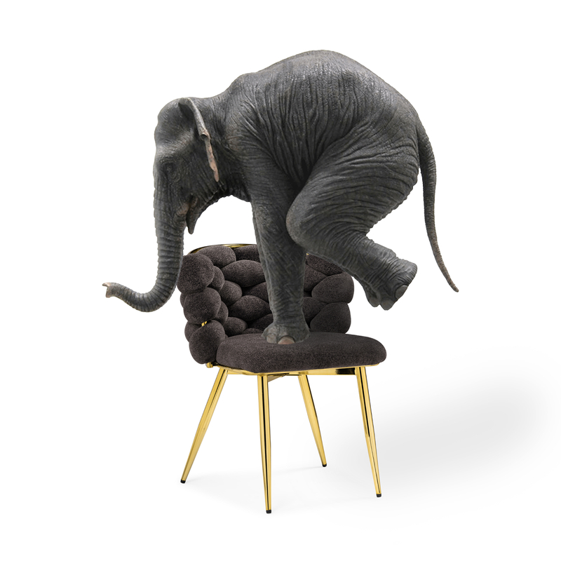 Стул на металлокаркасе, на металлокаркасе Rendi gold /  gray