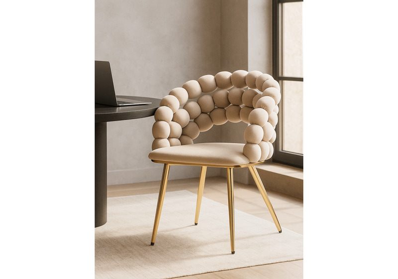 Стул на металлокаркасе, Ball beige / gold