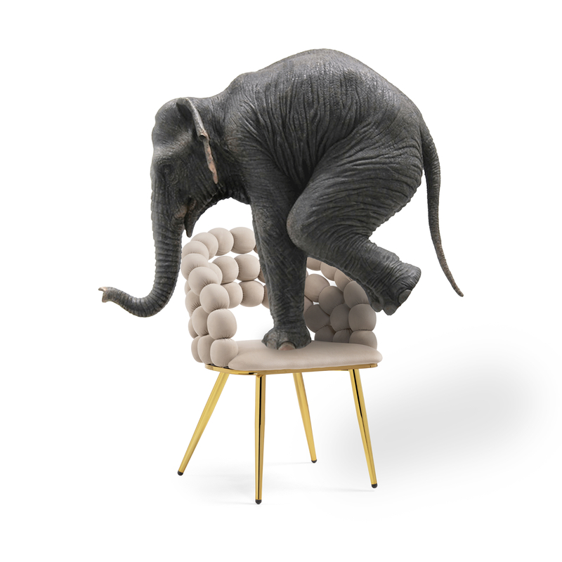 Стул на металлокаркасе, Ball beige / gold