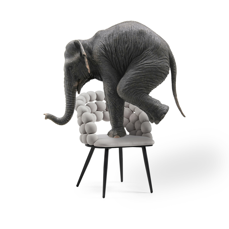 Стул на металлокаркасе, Ball gray / black