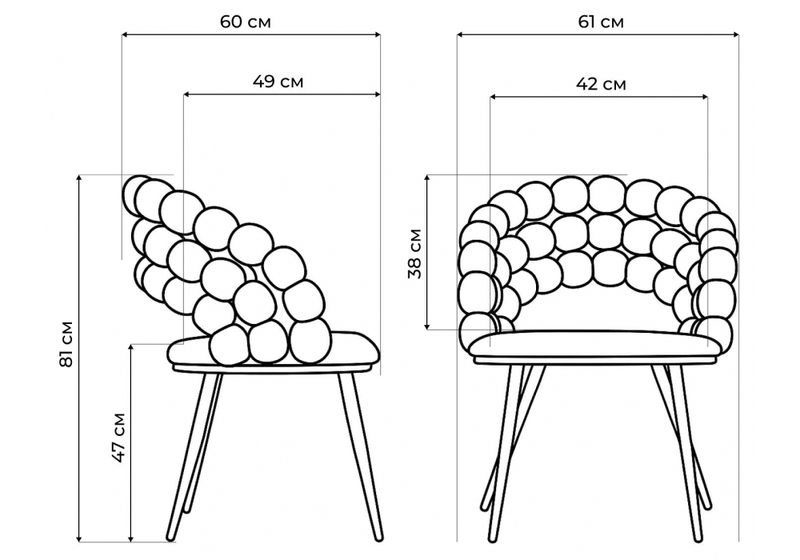 Стул на металлокаркасе, Ball gray / black