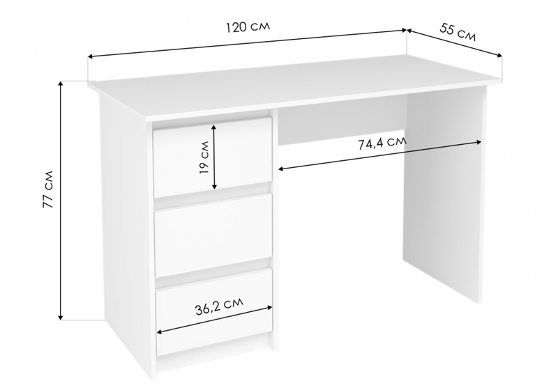 Компьютерный стол, Идена СТП06-1200 ЛДСП белое / ЛДСП белое