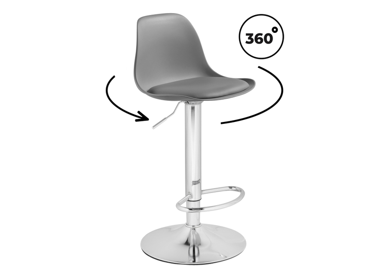 Барный стул, Soft gray / chrome
