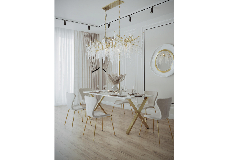 Керамический стол, Селена 3 180х90х77 белый мрамор / золото