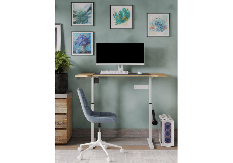 Компьютерный стол, Маркос с механизмом подъема 120х75х76 белый / вотан дуб