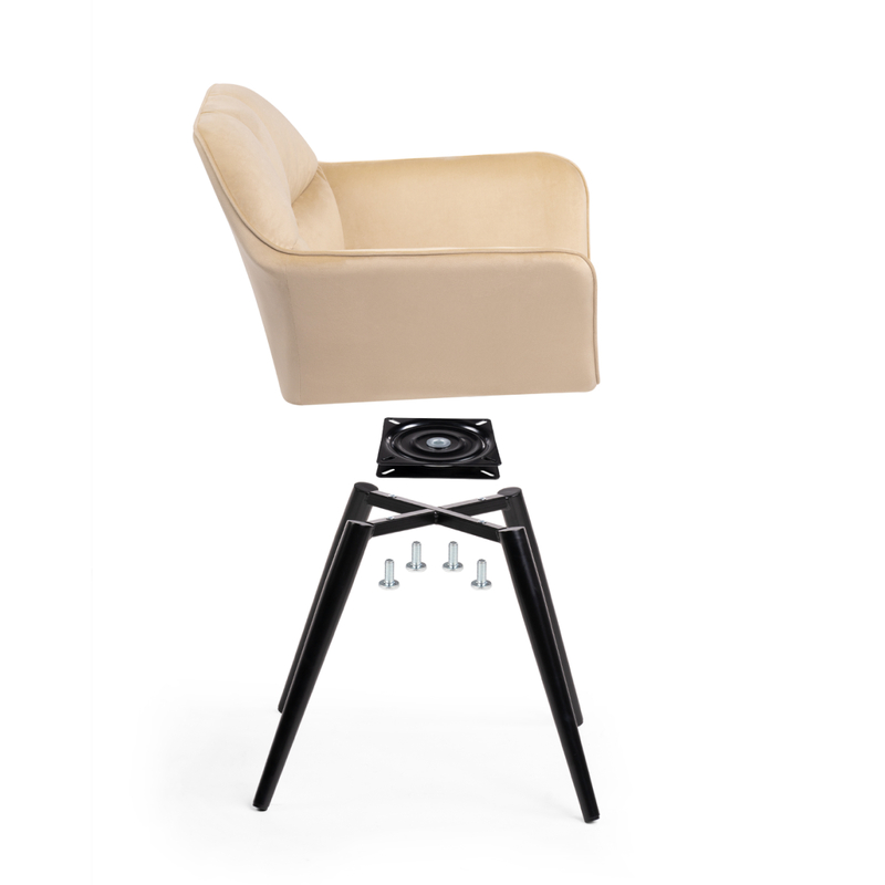Стул на металлокаркасе, Ямес крутящееся бежевый / черный глянец