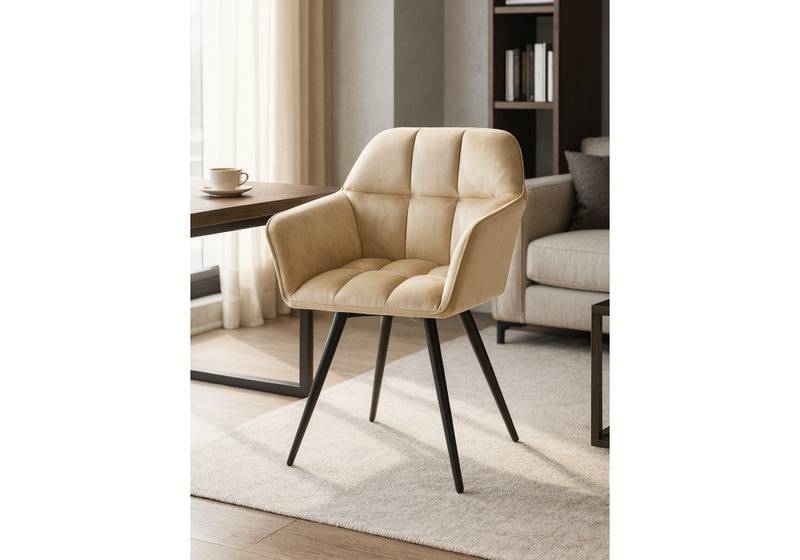 Стул на металлокаркасе, Ямес крутящееся бежевый / черный глянец