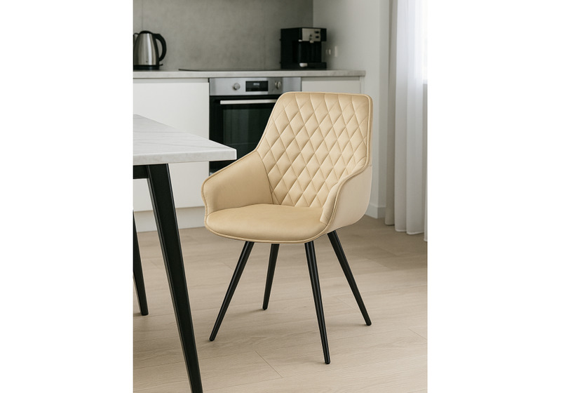 Стул на металлокаркасе, Эгел крутящееся бежевый / черный глянец