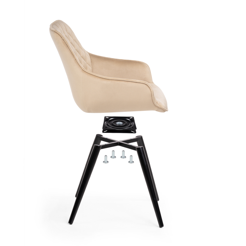 Стул на металлокаркасе, Эгел крутящееся бежевый / черный глянец