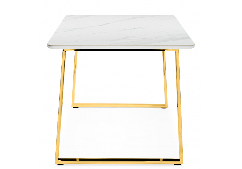 Керамический стол, Селена 2 180х90х77 белый мрамор / золото