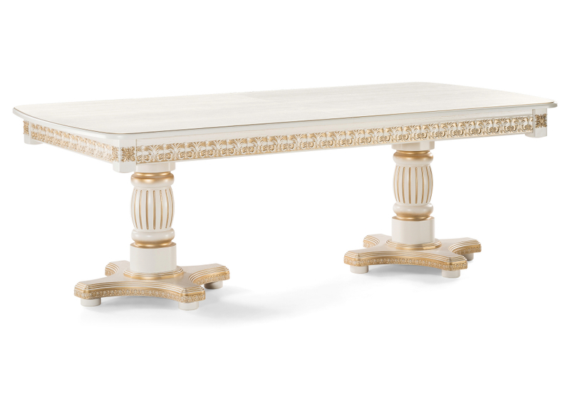 Стол деревянный, Морнит 220(320)х110 слоновая кость / золото