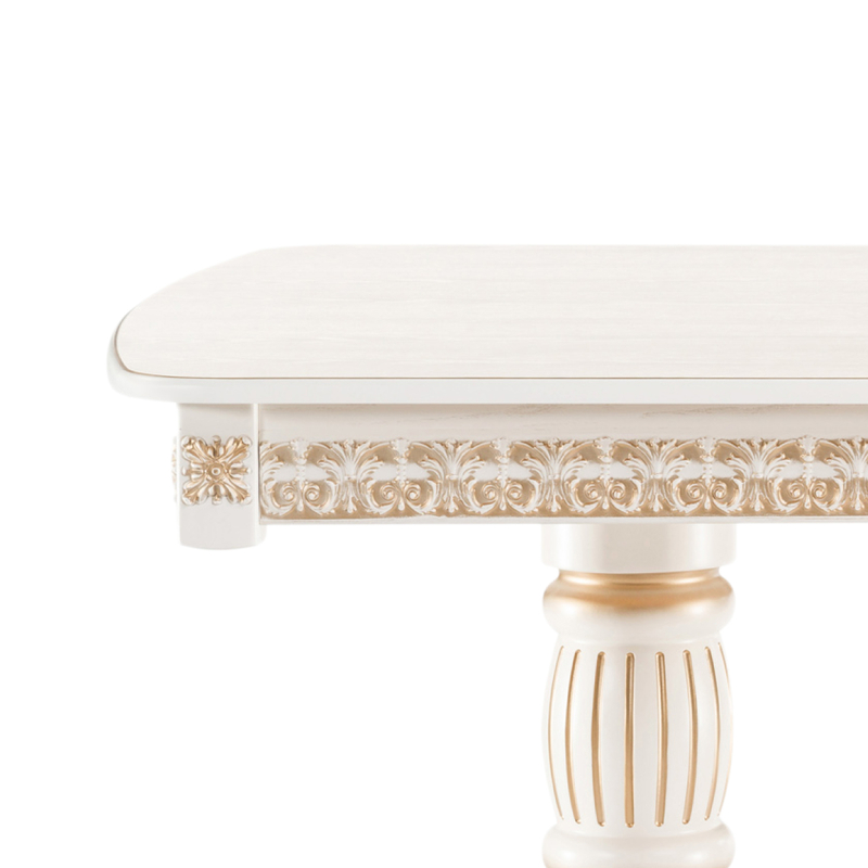 Стол деревянный, Морнит 220(320)х110 слоновая кость / золото