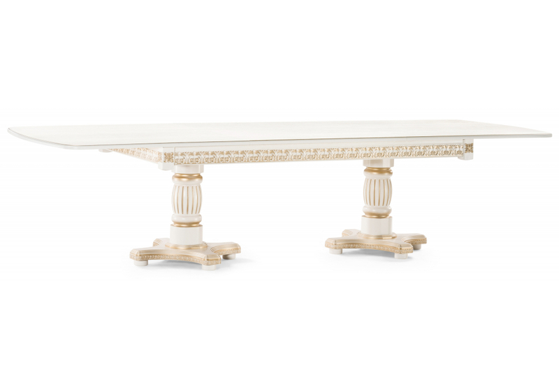 Стол деревянный, Морнит 220(320)х110 слоновая кость / золото