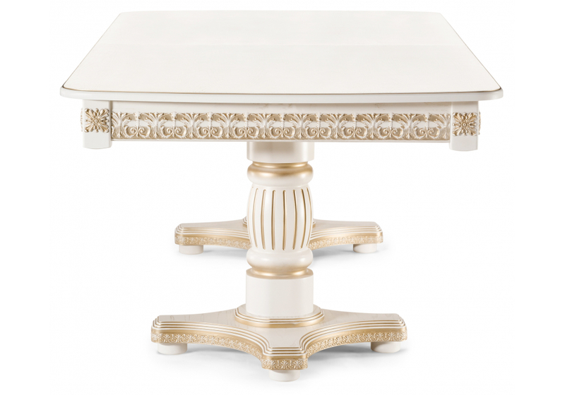 Стол деревянный, Морнит 220(320)х110 слоновая кость / золото