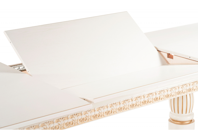 Стол деревянный, Морнит 220(320)х110 слоновая кость / золото