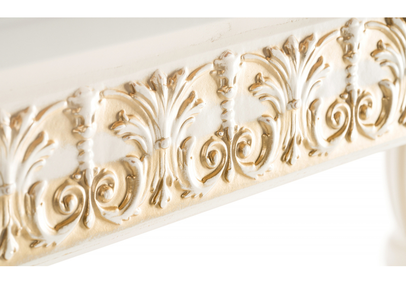 Стол деревянный, Морнит 220(320)х110 слоновая кость / золото