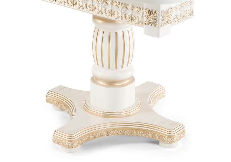 Стол деревянный, Морнит 220(320)х110 слоновая кость / золото