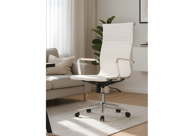 Компьютерное кресло, Reus pu white / chrome