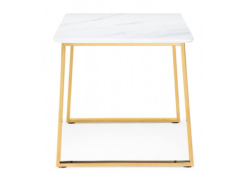 Керамический стол, Селена 2 160х90х77 белый мрамор / золото