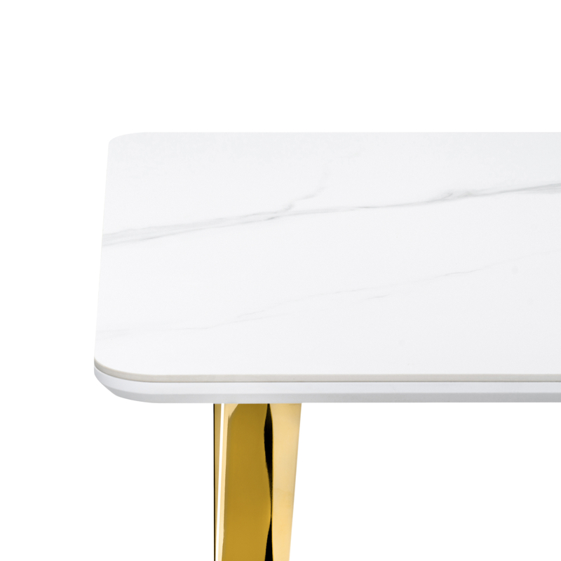 Керамический стол, Селена 3 160х90х77 белый мрамор / золото