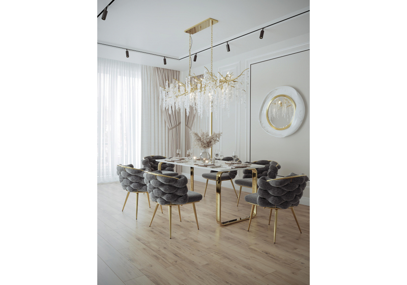 Керамический стол, Селена 4 160х90х77 белый мрамор / золото