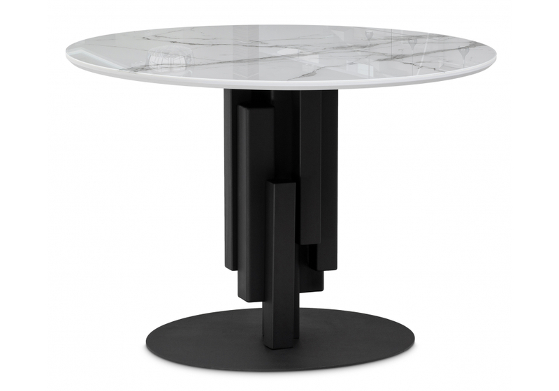 Стол стеклянный, Калипсо 110 белый мрамор / черный