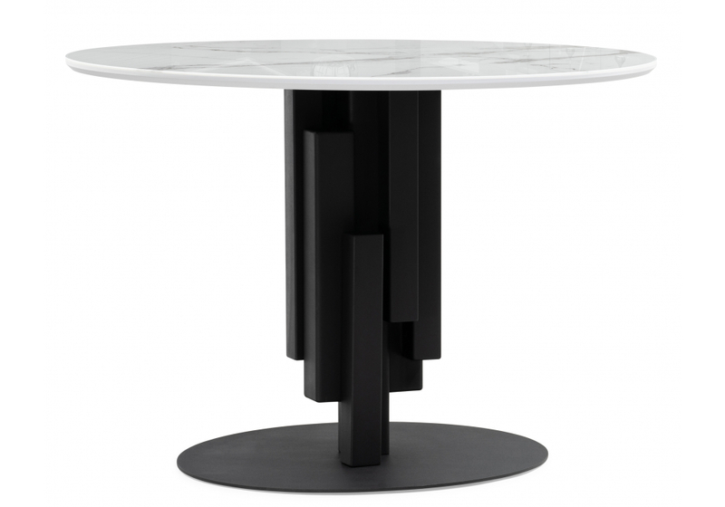 Стол стеклянный, Калипсо 110 белый мрамор / черный