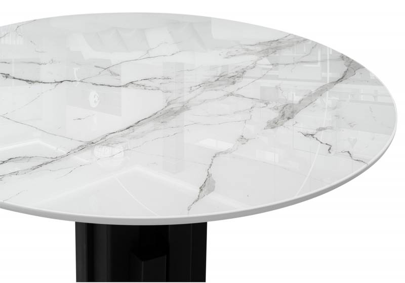 Стол стеклянный, Калипсо 110 белый мрамор / черный