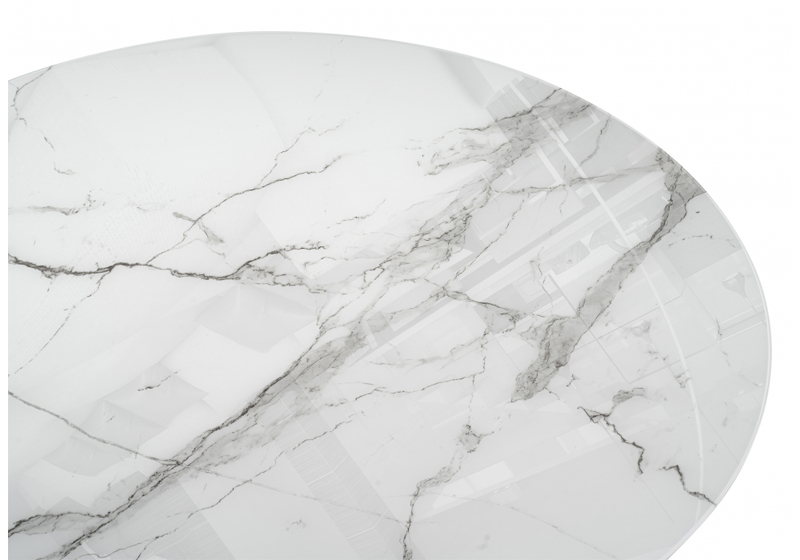 Стол стеклянный, Калипсо 110 белый мрамор / черный