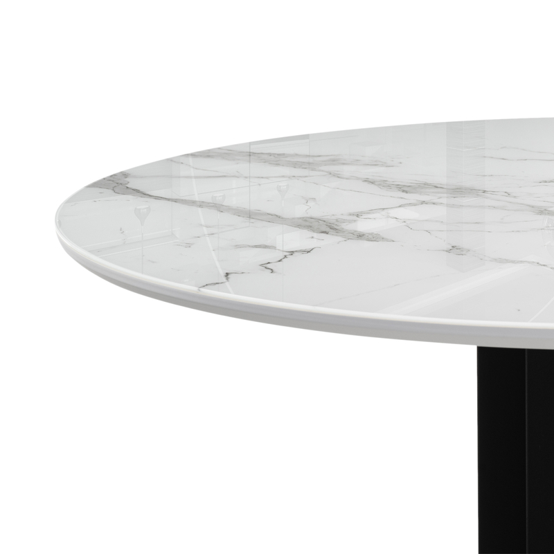 Стол стеклянный, Калипсо 110 белый мрамор / черный