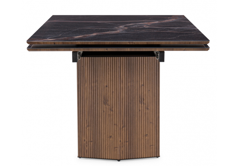 Стол стеклянный, Монерон 200(260)х100х77 мейджик / орех кантри