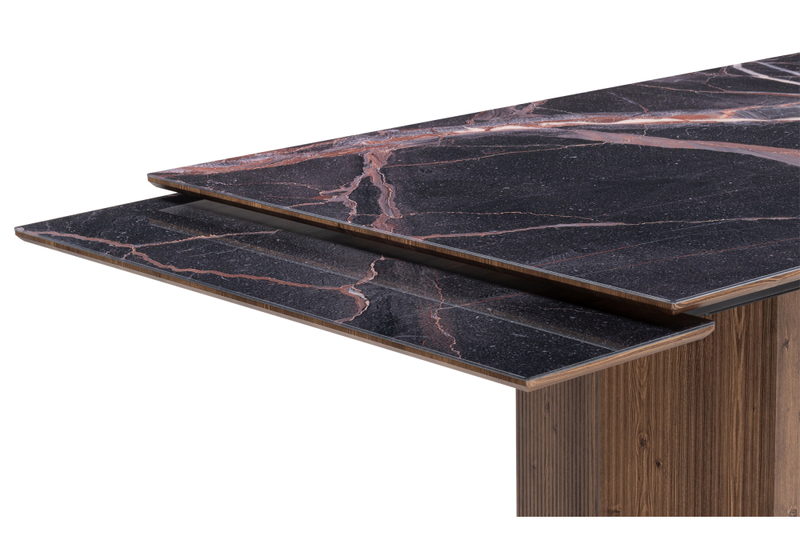 Стол стеклянный, Монерон 200(260)х100х77 мейджик / орех кантри