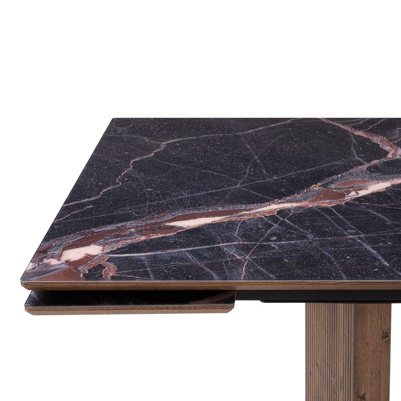 Стол стеклянный, Монерон 200(260)х100х77 мейджик / орех кантри