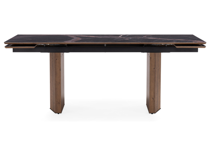 Стол стеклянный, Монерон 200(260)х100х77 мейджик / орех кантри