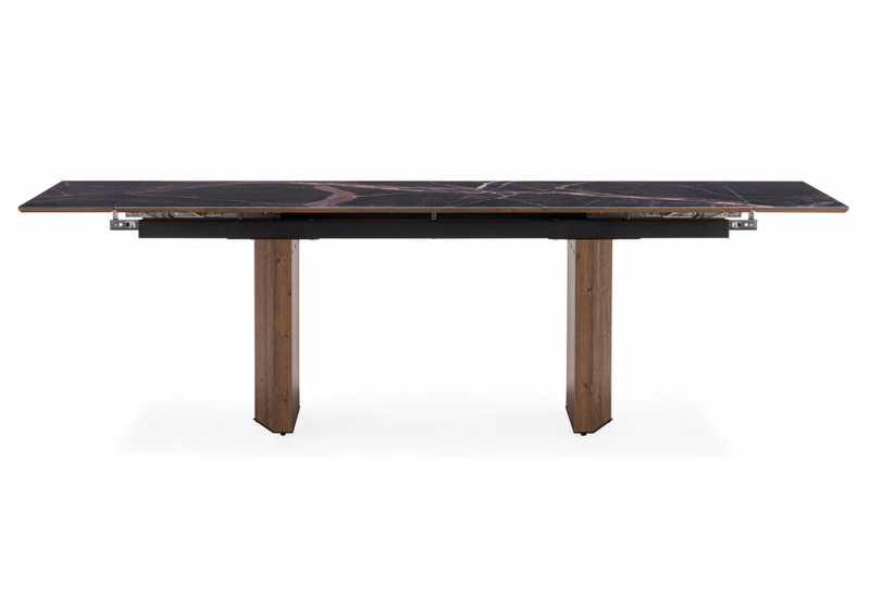 Стол стеклянный, Монерон 200(260)х100х77 мейджик / орех кантри