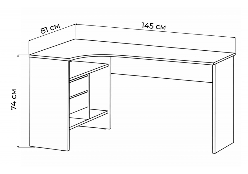 Компьютерный стол, СПм-25 левый белый
