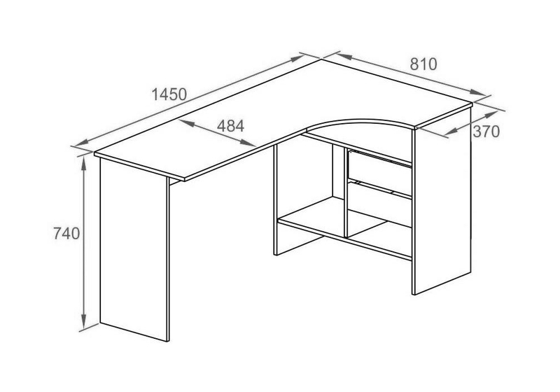 Компьютерный стол, СПм-25 правый белый