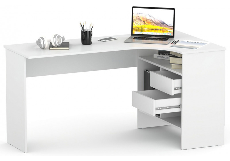 Компьютерный стол, СПм-25 правый белый