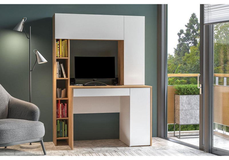 Компьютерный стол, Комфорт 12.71 дуб золотой craft / белая аляска