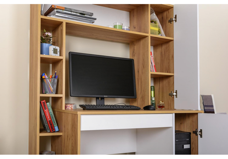 Компьютерный стол, Комфорт 12.71 дуб золотой craft / белая аляска