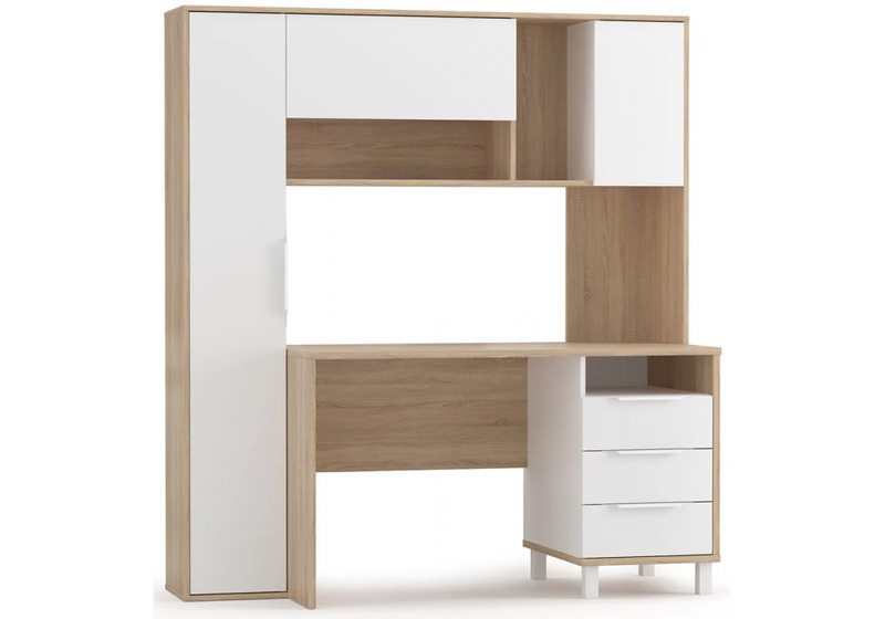 Компьютерный стол, Комфорт 12.95 N дуб сонома / белый PE шагрень