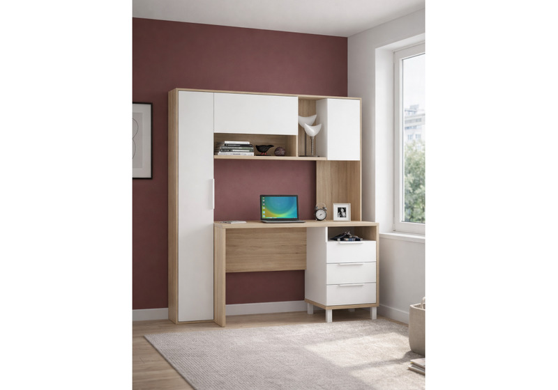 Компьютерный стол, Комфорт 12.95 N дуб сонома / белый PE шагрень